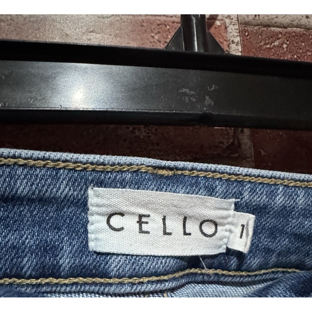 Cello Blue Denim Jeans Women's Size 1 Distressed Skinny Mid Rise DarkWash Skinny - Picture 7 of 8